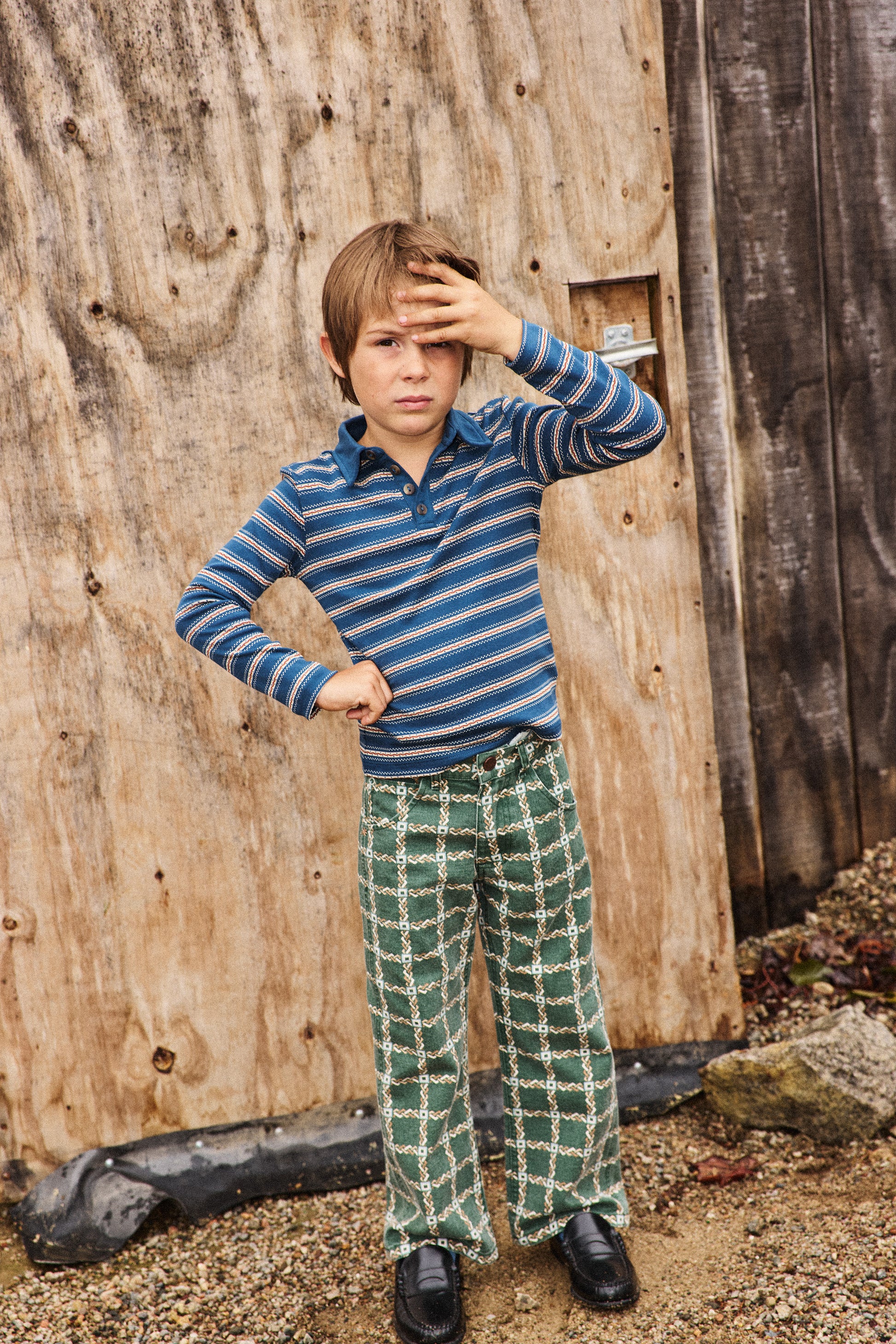 Long Sleeve Polo - Marine Blue Sgraffito