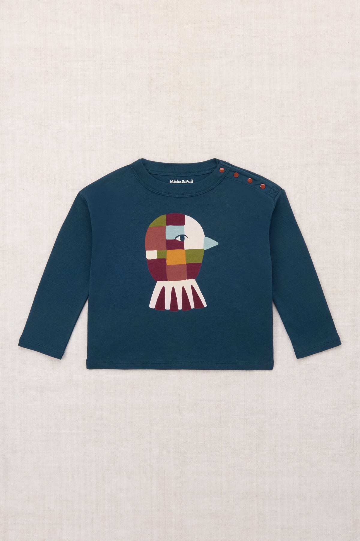 Oiseau Long Sleeve Boxy Top - Marine Blue