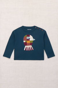 Oiseau Long Sleeve Boxy Top - Marine Blue