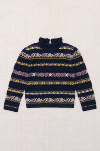 Pamela Sweater - Ink Eyelet Ribbon