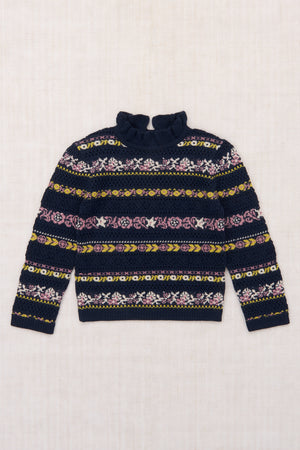 Pamela Sweater - Ink Eyelet Ribbon