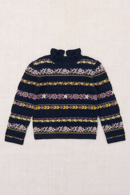 Pamela Sweater - Ink Eyelet Ribbon