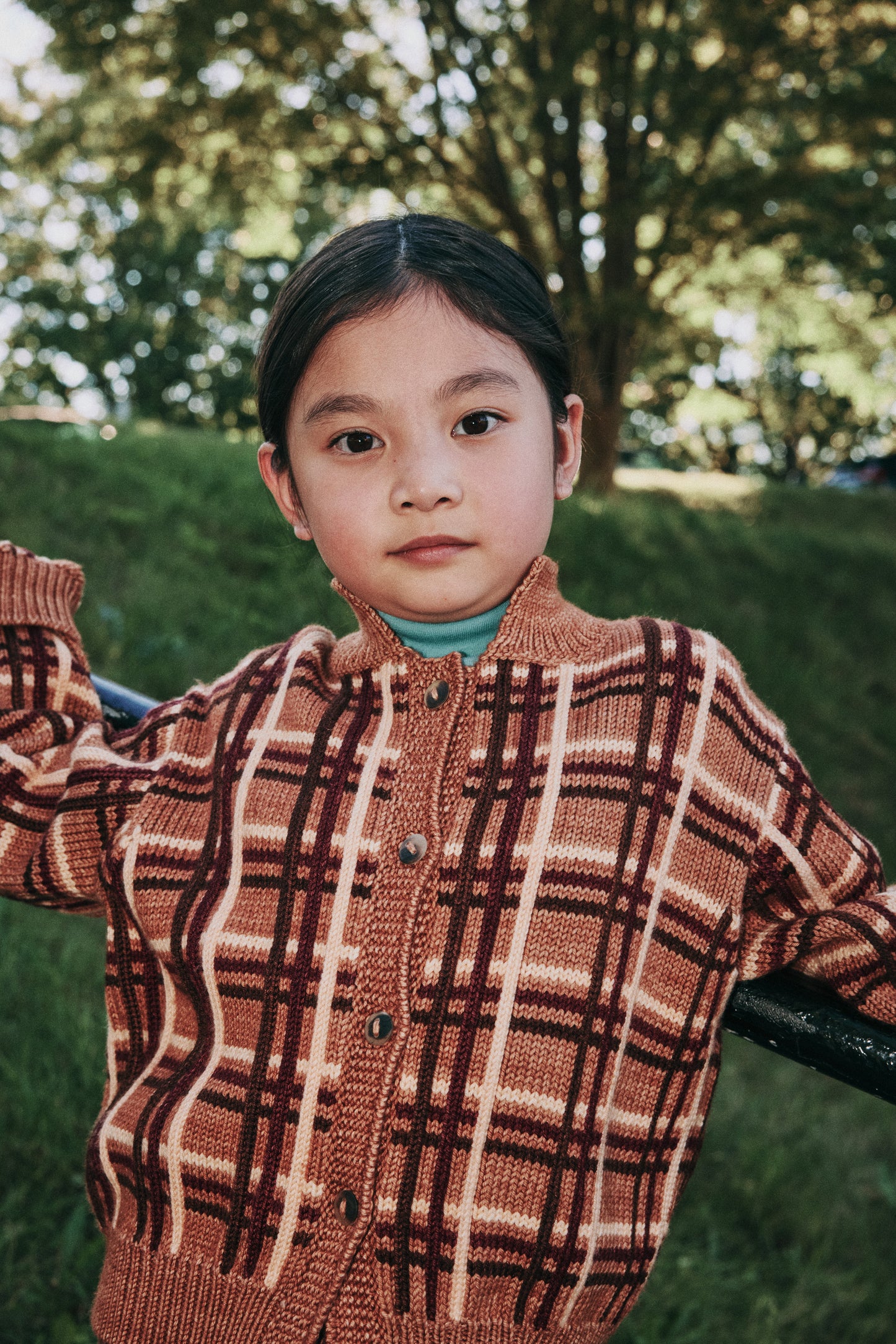 Plaid Davis Cardigan - Rose Gold