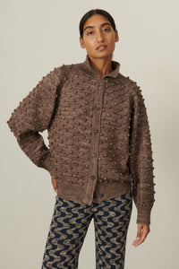 Popcorn Polo Cardigan - Mink