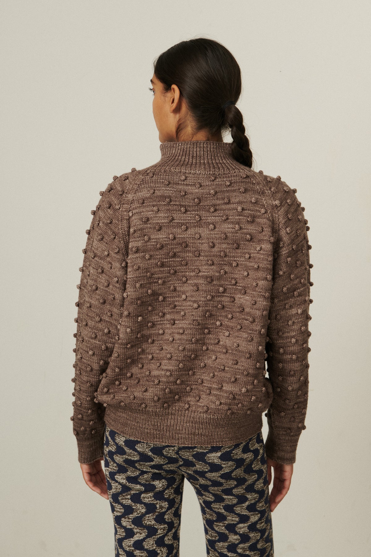 Popcorn Polo Cardigan - Mink