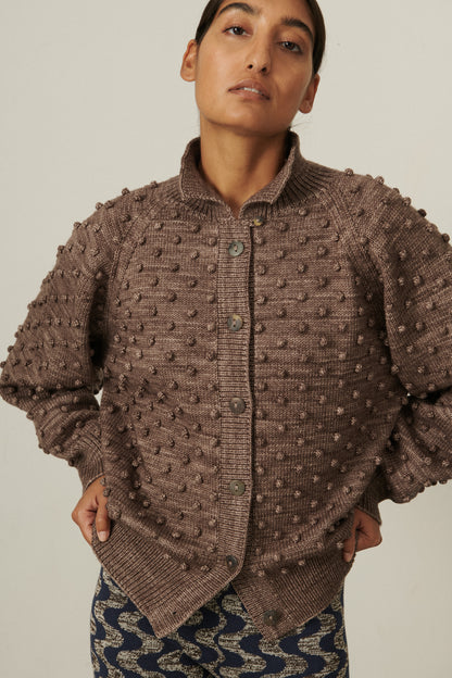 Popcorn Polo Cardigan - Mink