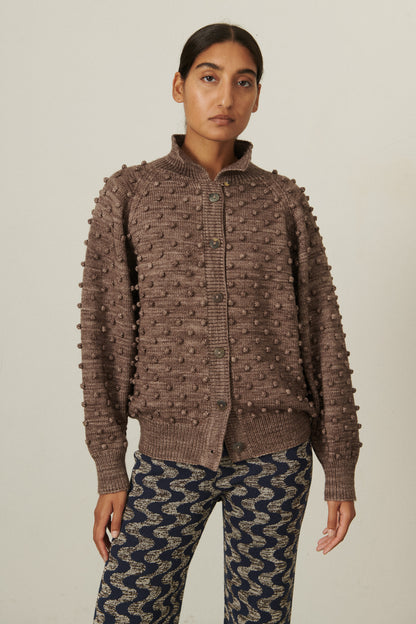 Popcorn Polo Cardigan - Mink