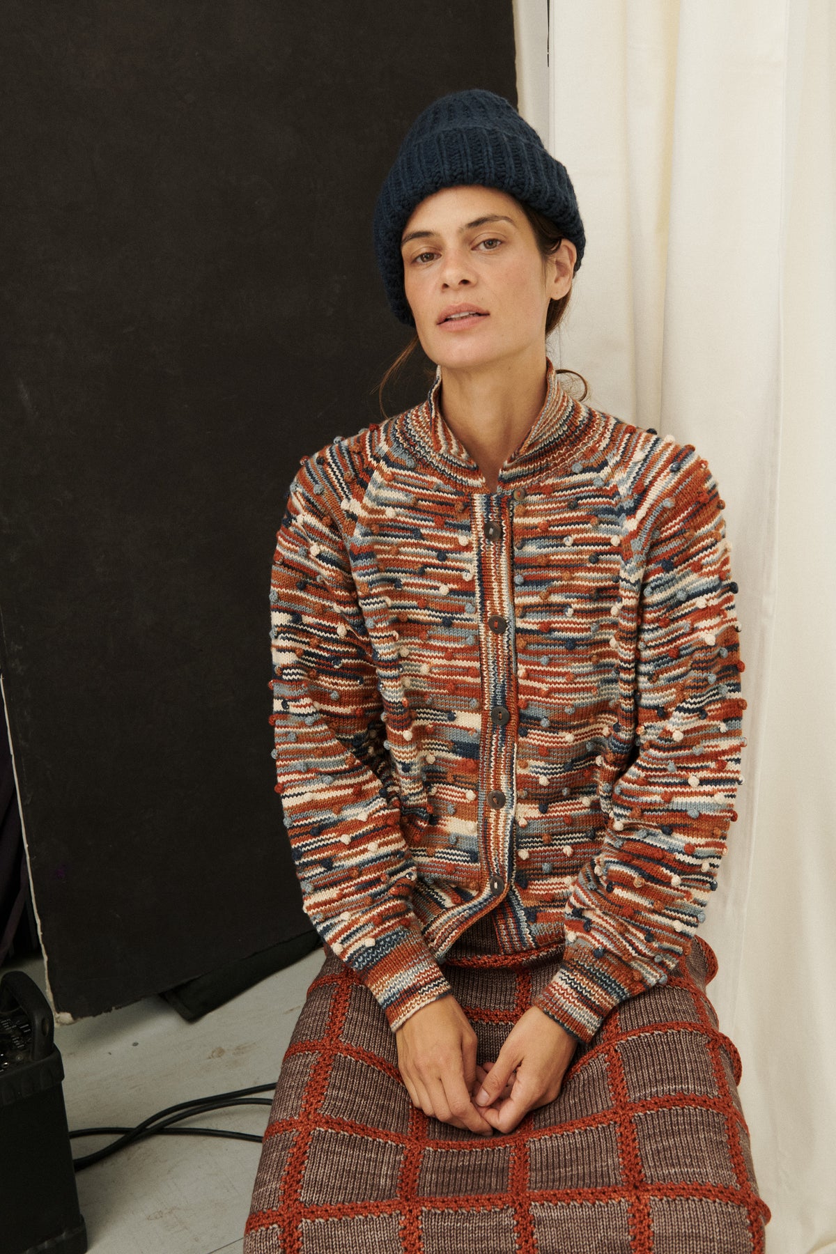 Popcorn Polo Cardigan - Neriage Space Dye