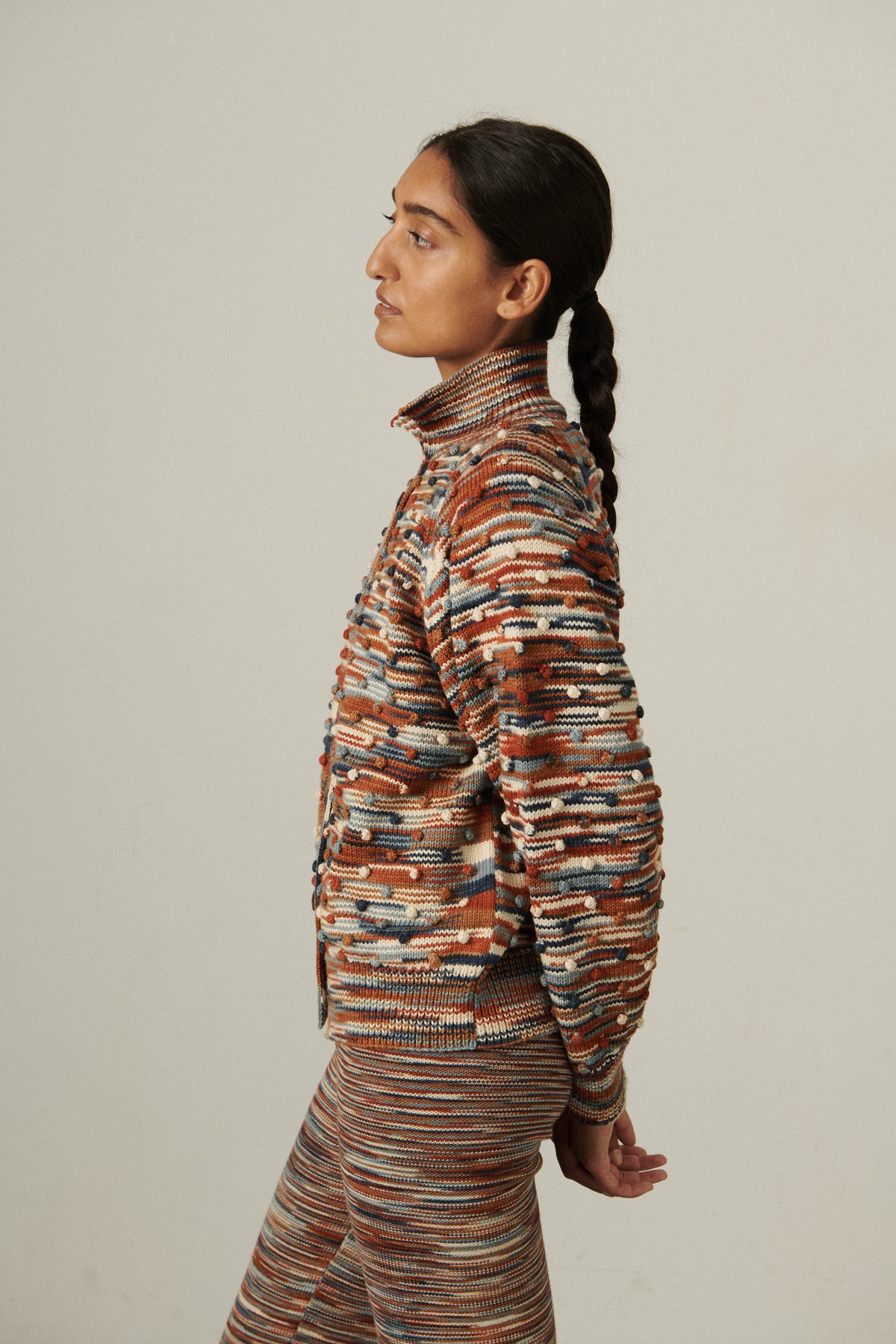 Popcorn Polo Cardigan - Neriage Space Dye