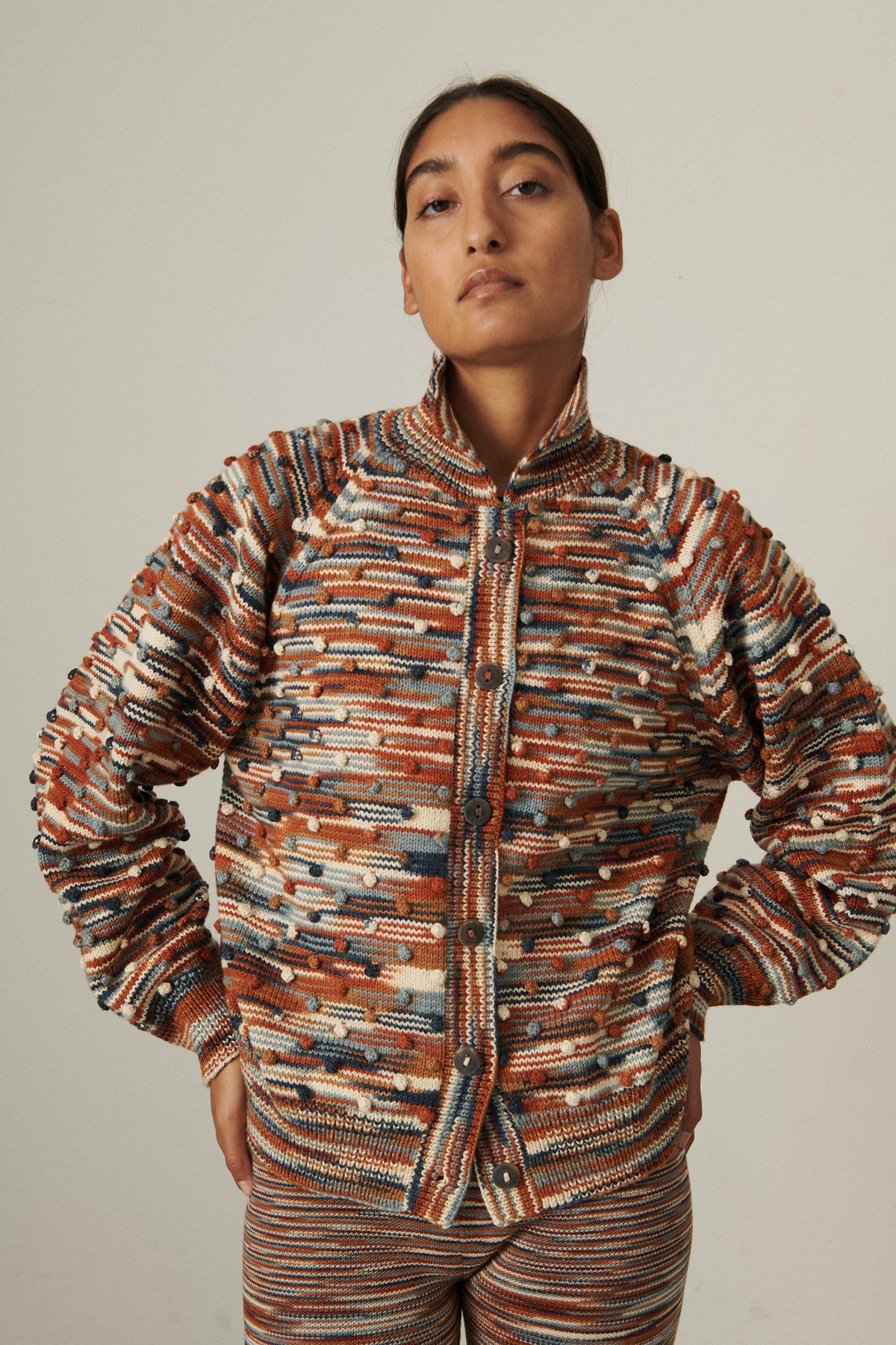 Popcorn Polo Cardigan - Neriage Space Dye