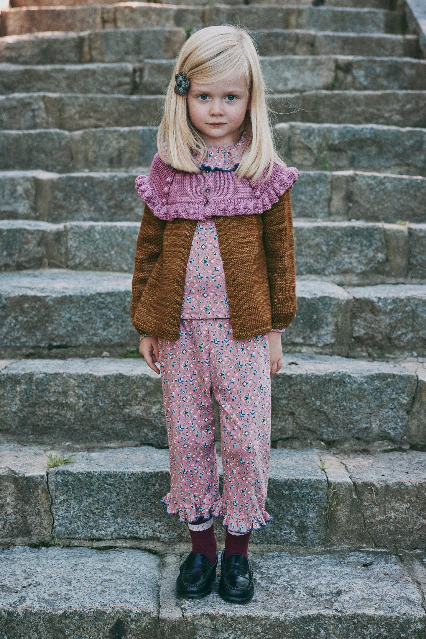 Ruffle Cardigan - Nutmeg