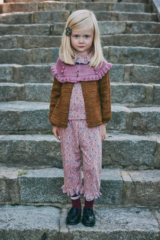 Ruffle Cardigan - Nutmeg