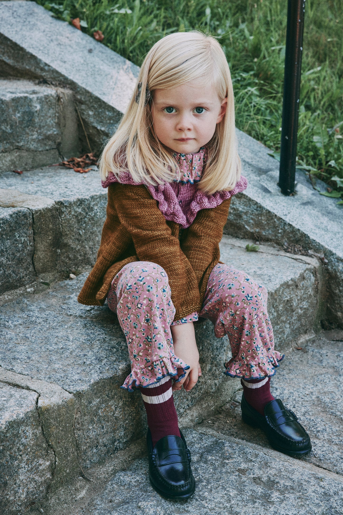 Ruffle Cardigan - Nutmeg
