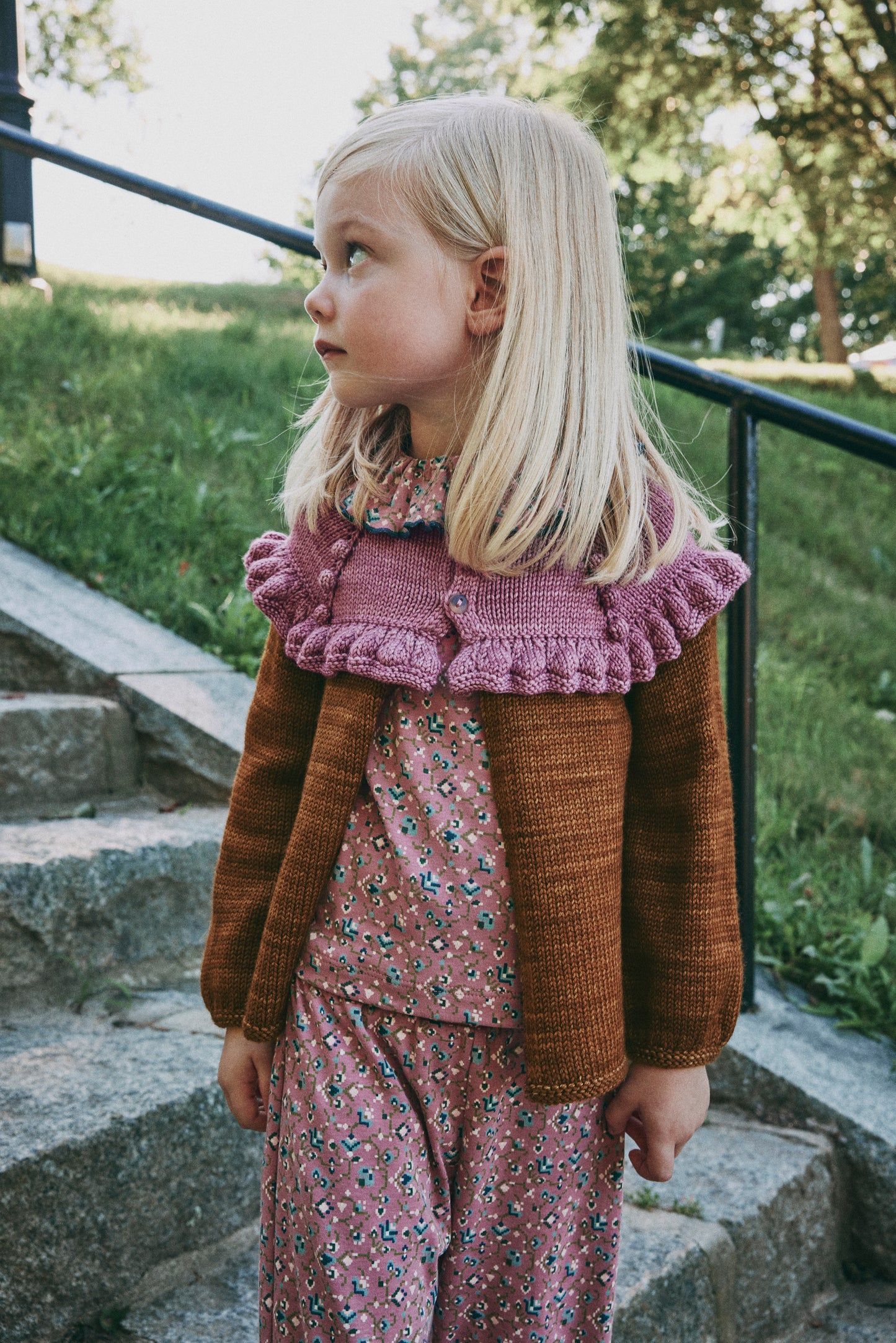 Ruffle Cardigan - Nutmeg
