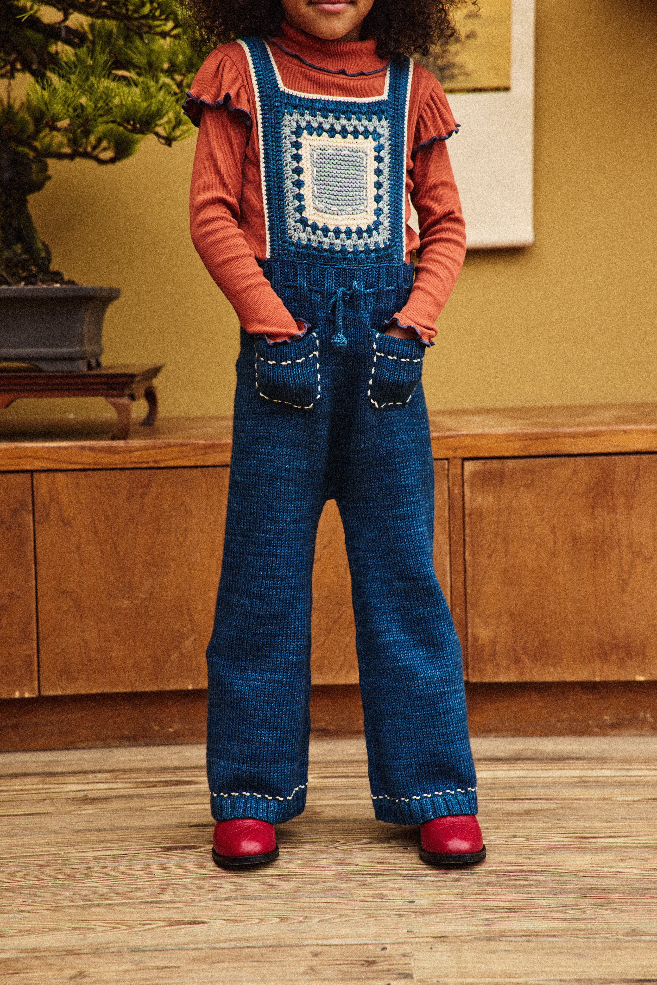 Running Stitch Overall - Marine Blue