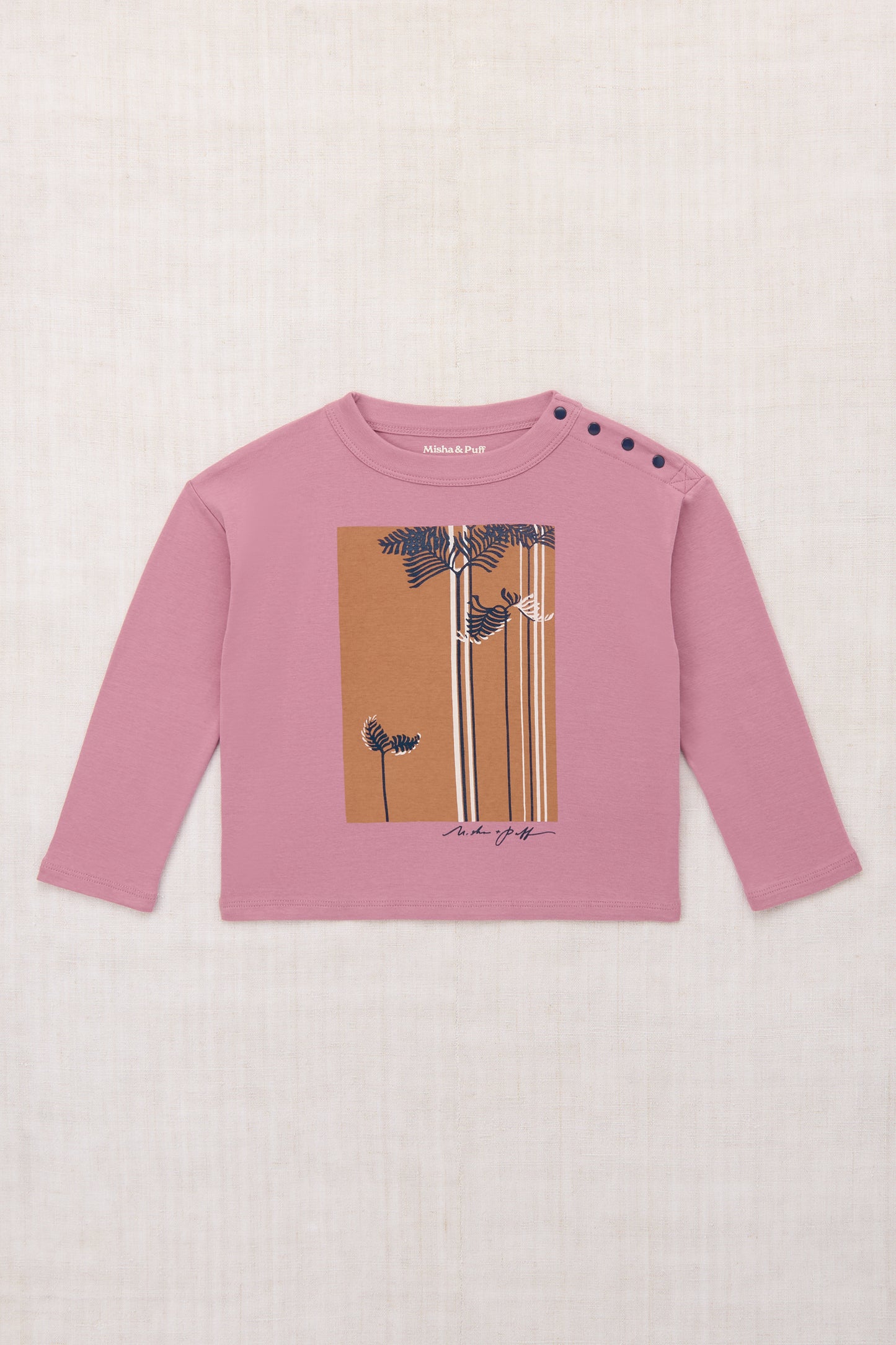 Sago Palm Long Sleeve Boxy Top - Antique Rose