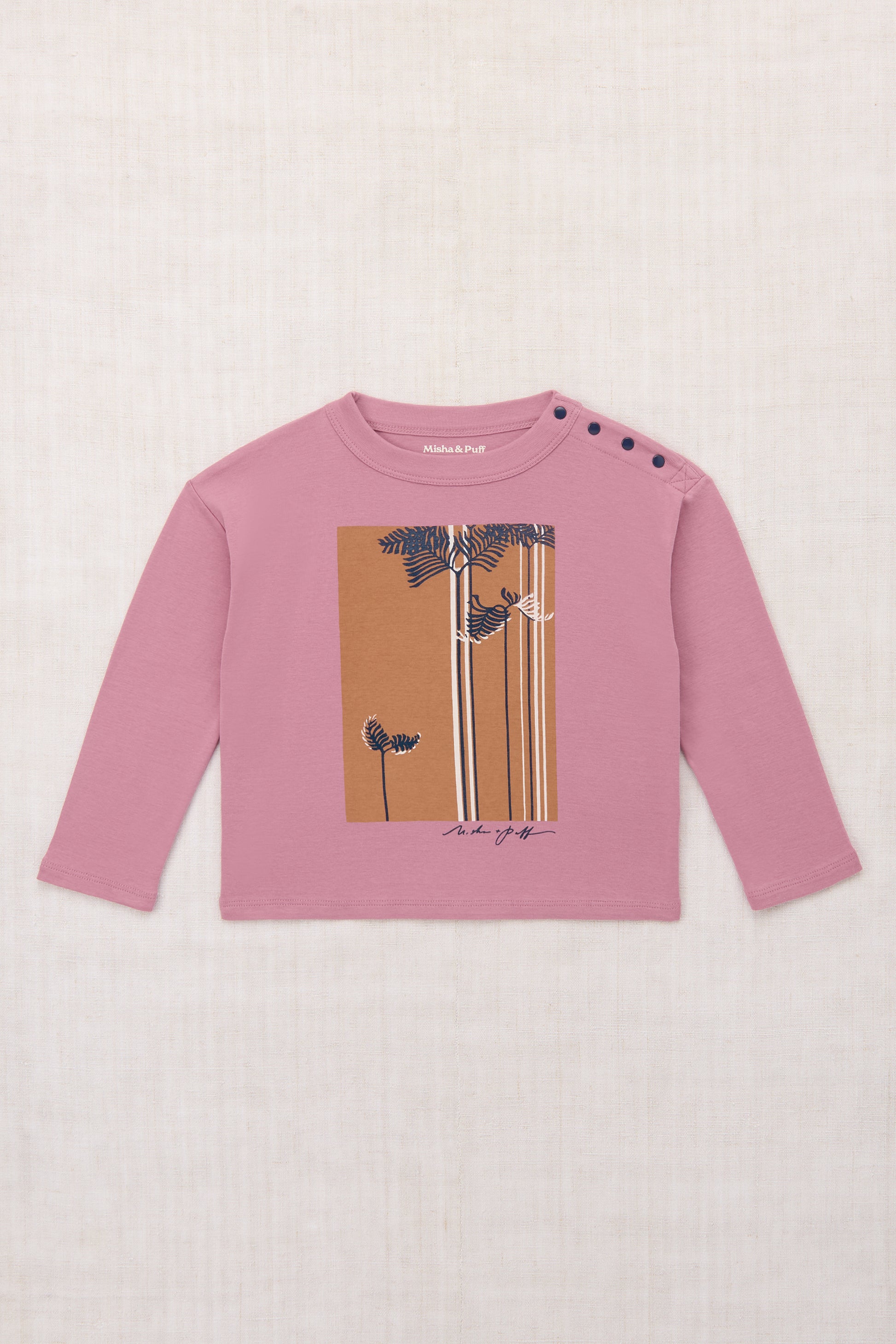 Sago Palm Long Sleeve Boxy Top - Antique Rose