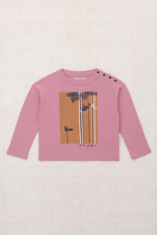 Sago Palm Long Sleeve Boxy Top - Antique Rose