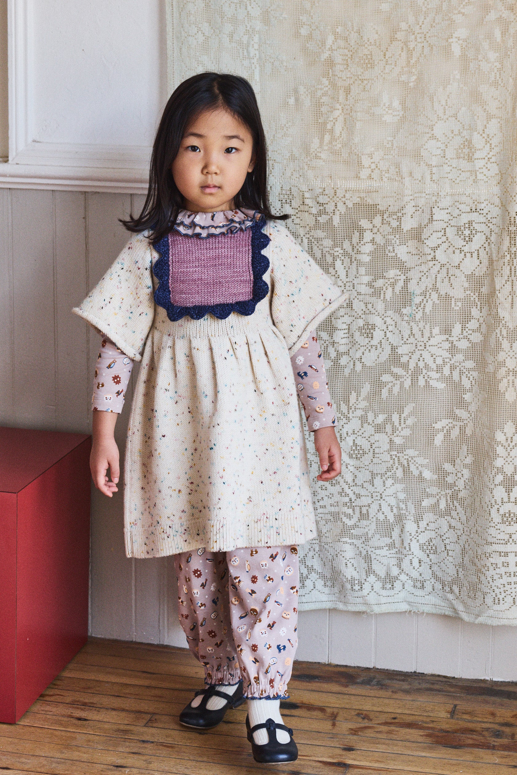 Scallop Bib Dress - Snowglobe Confetti