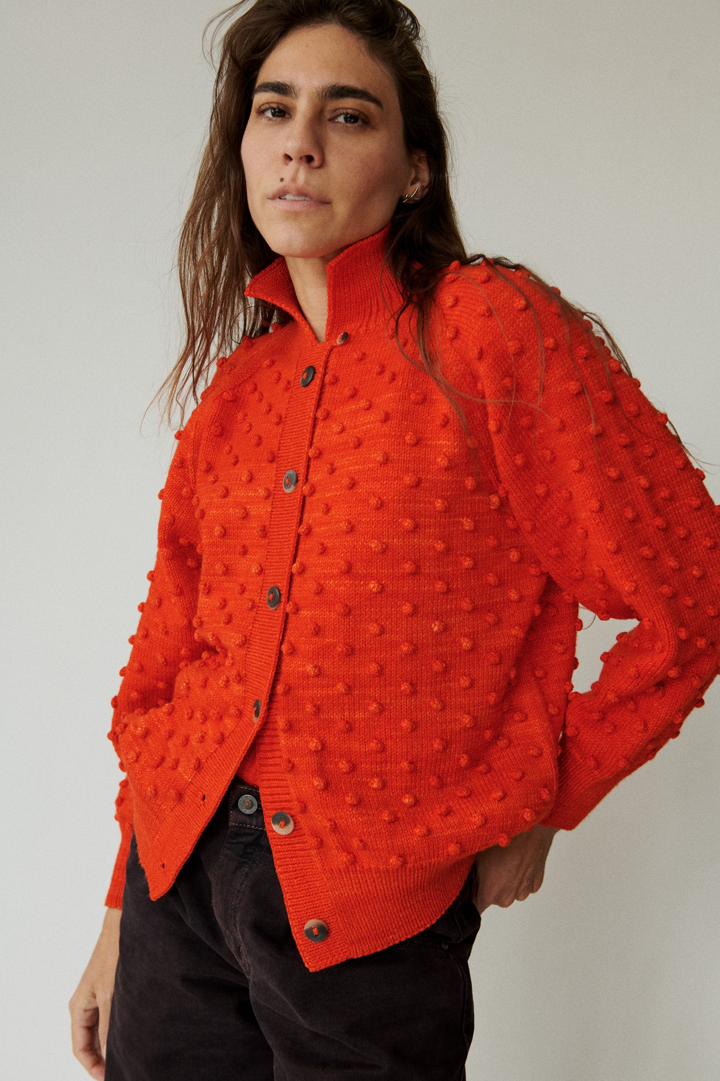 Popcorn Polo Cardigan