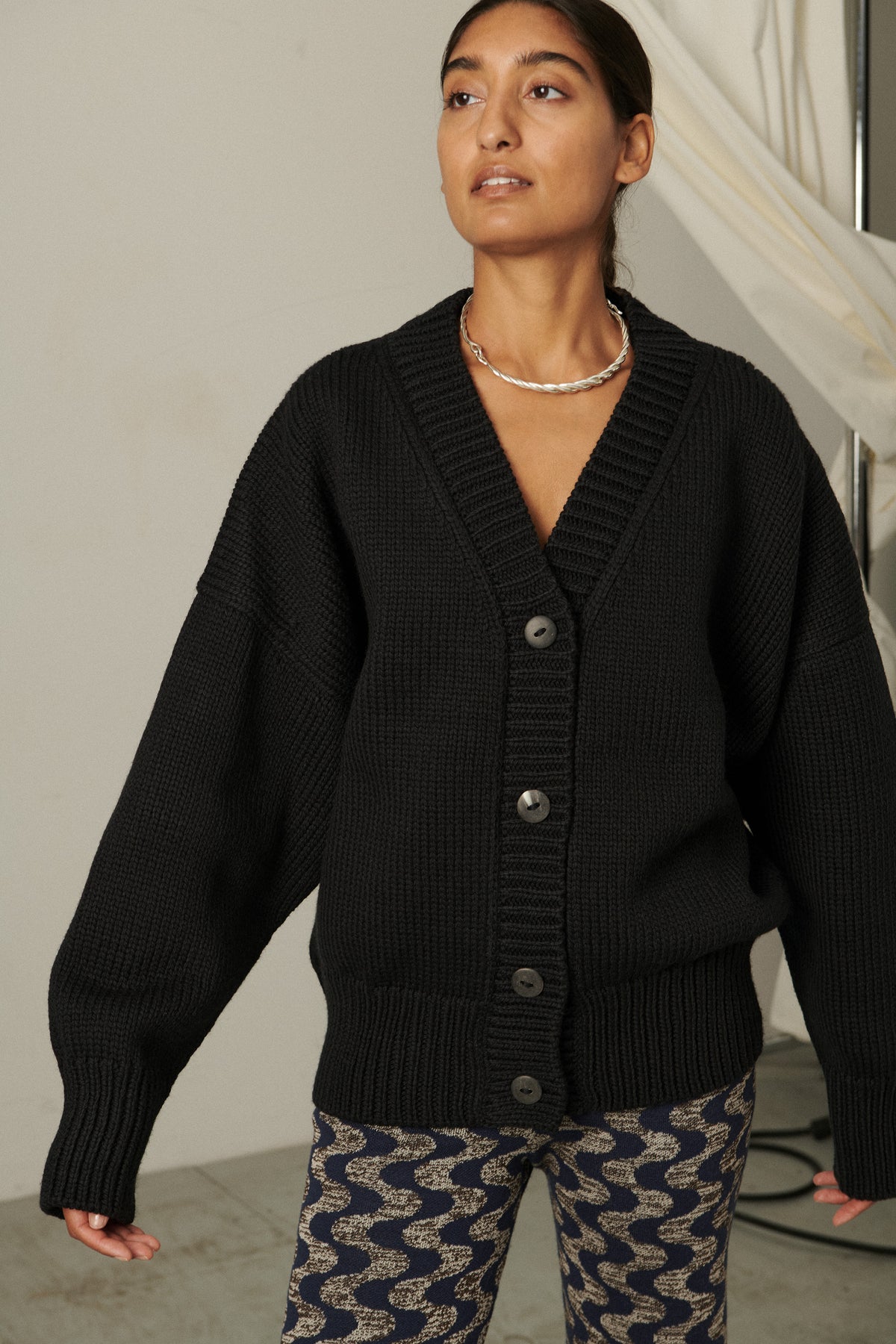 V-Neck Cardigan - Carbon