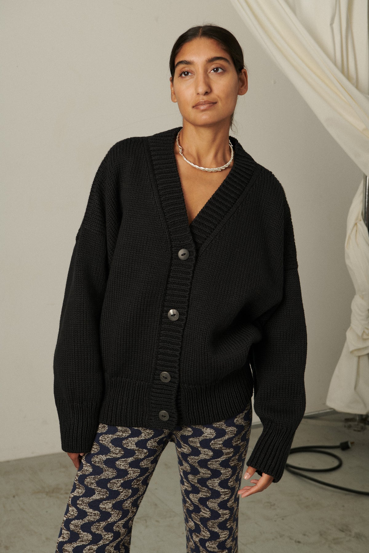 V-Neck Cardigan - Carbon