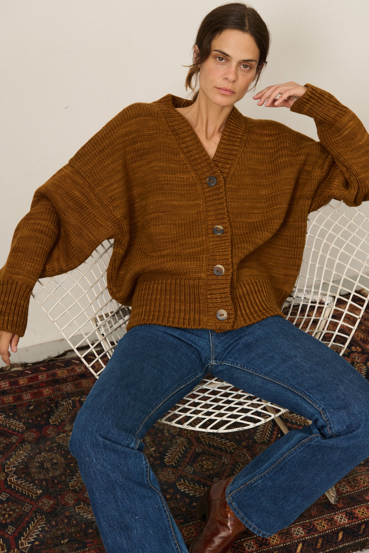 V-Neck Cardigan - Nutmeg