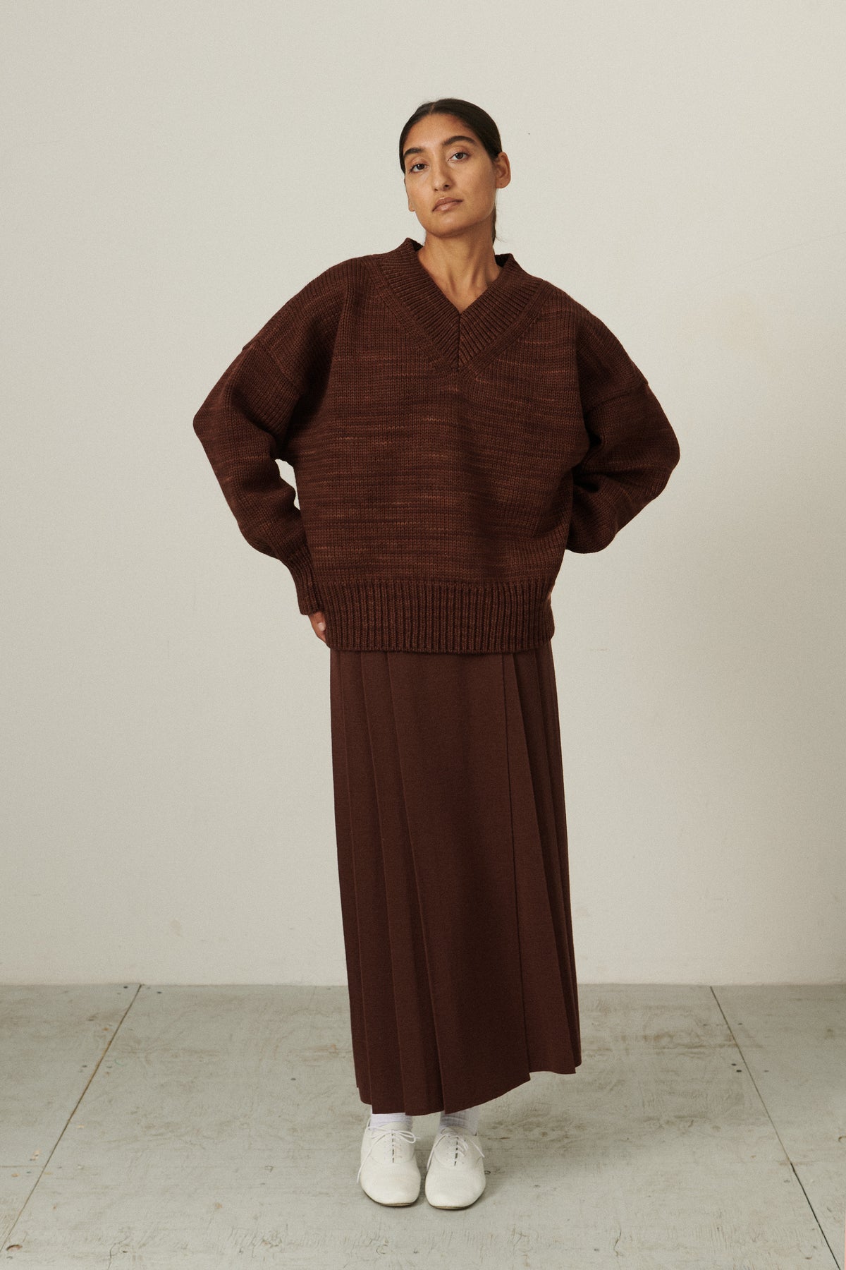 V-Neck Sweater - Dark Roast