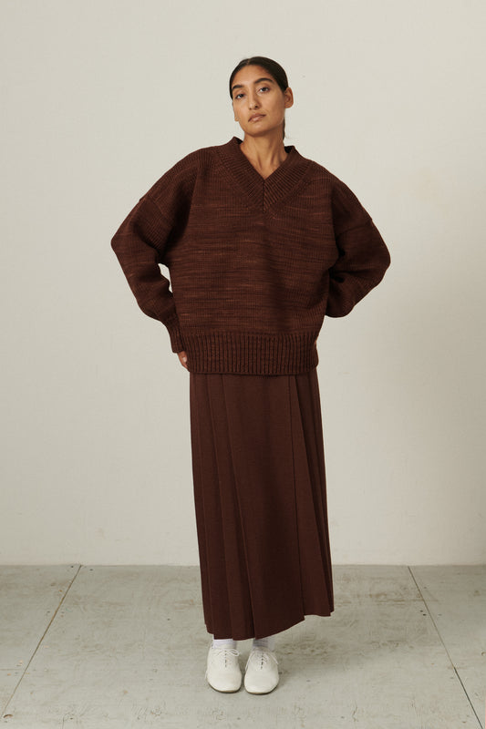 V-Neck Sweater - Dark Roast
