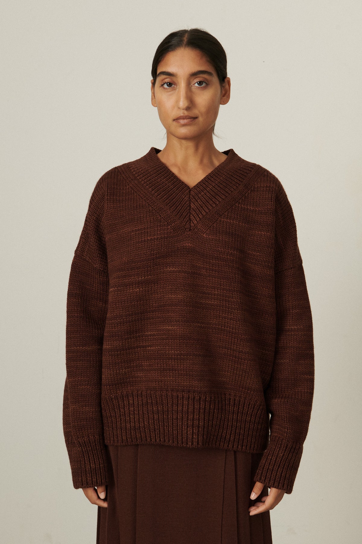 V-Neck Sweater - Dark Roast