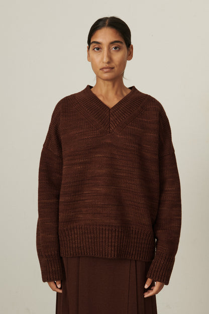 V-Neck Sweater - Dark Roast