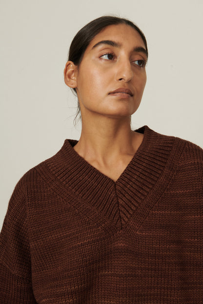 V-Neck Sweater - Dark Roast
