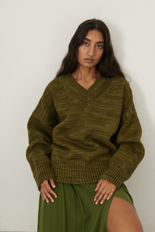 V-Neck Sweater - Nori