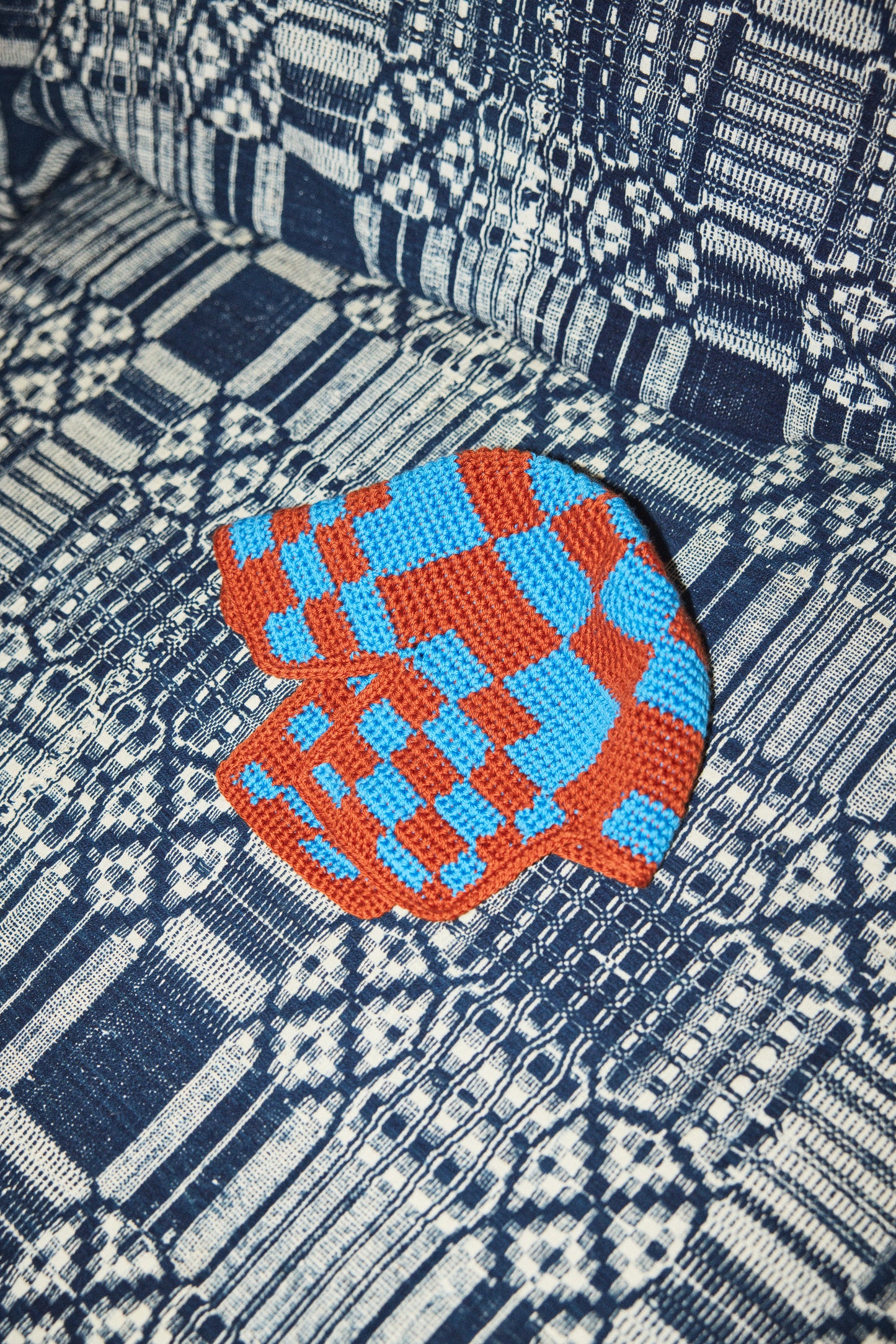 Checkered Crochet Rover Cap