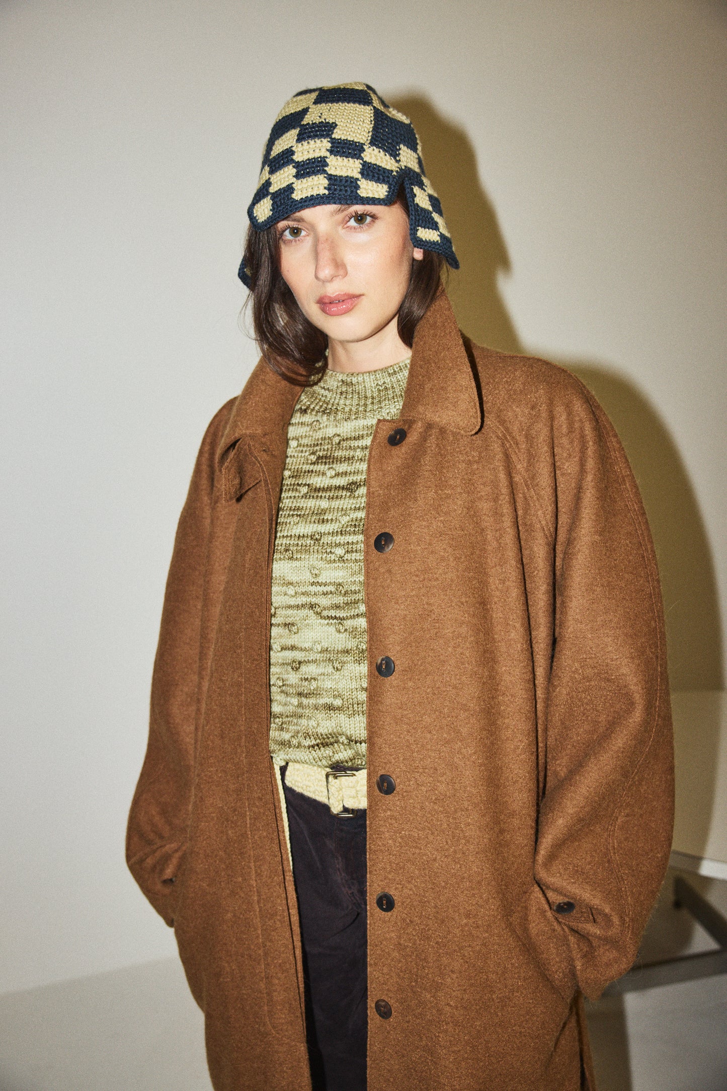 Checkered Crochet Rover Cap