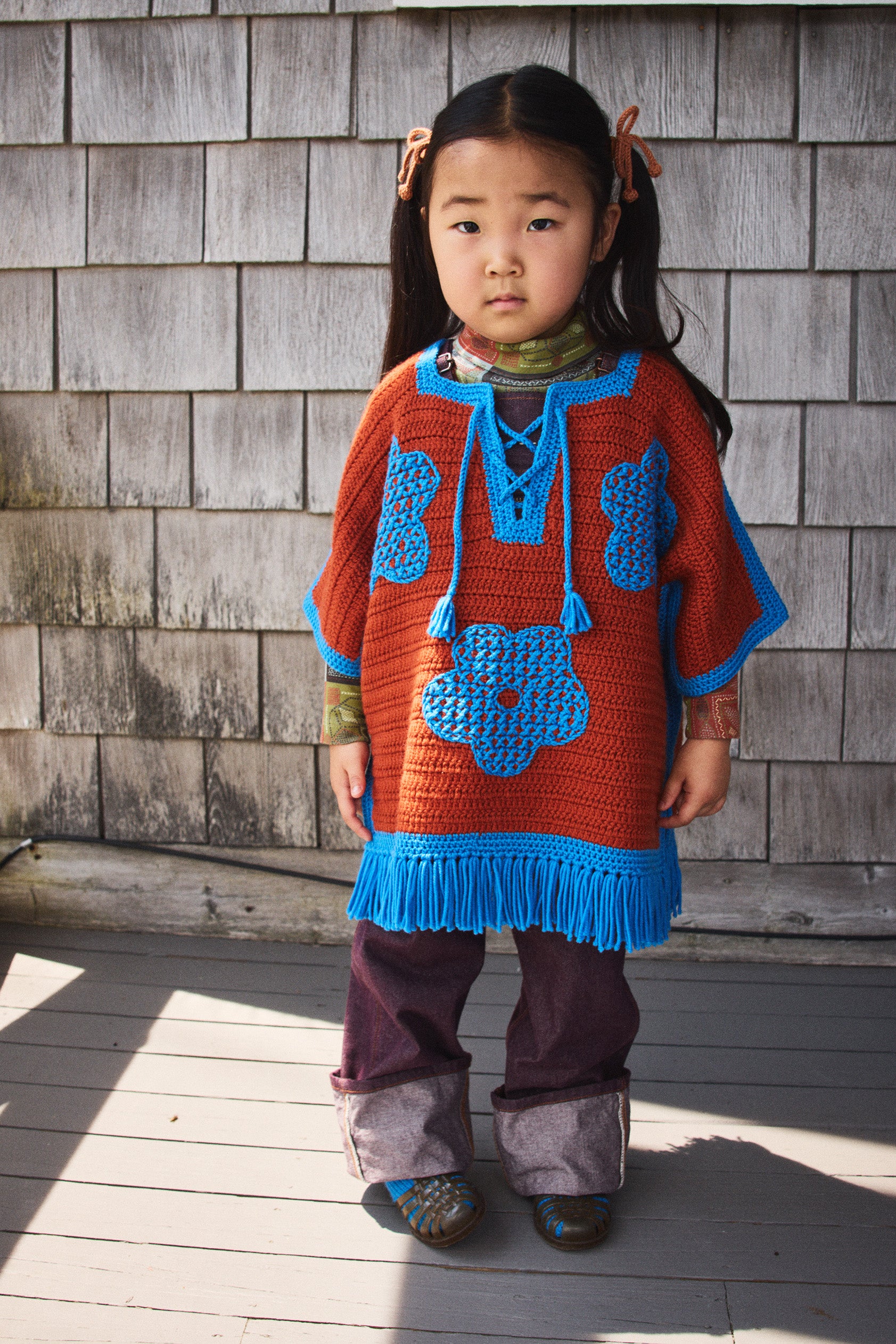 Blomma Crochet Fringe Poncho – Misha & Puff