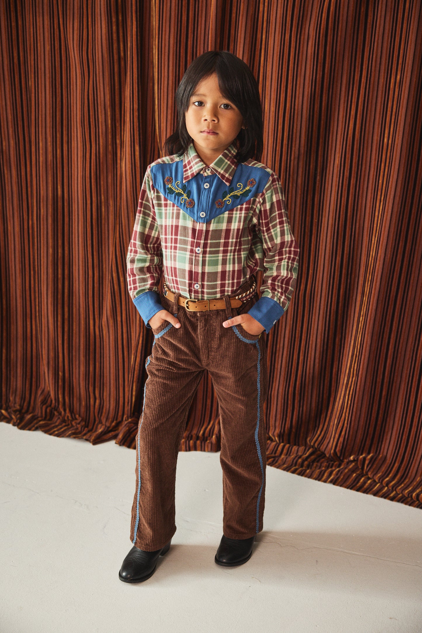 Corduroy Western Slim Flared Pant