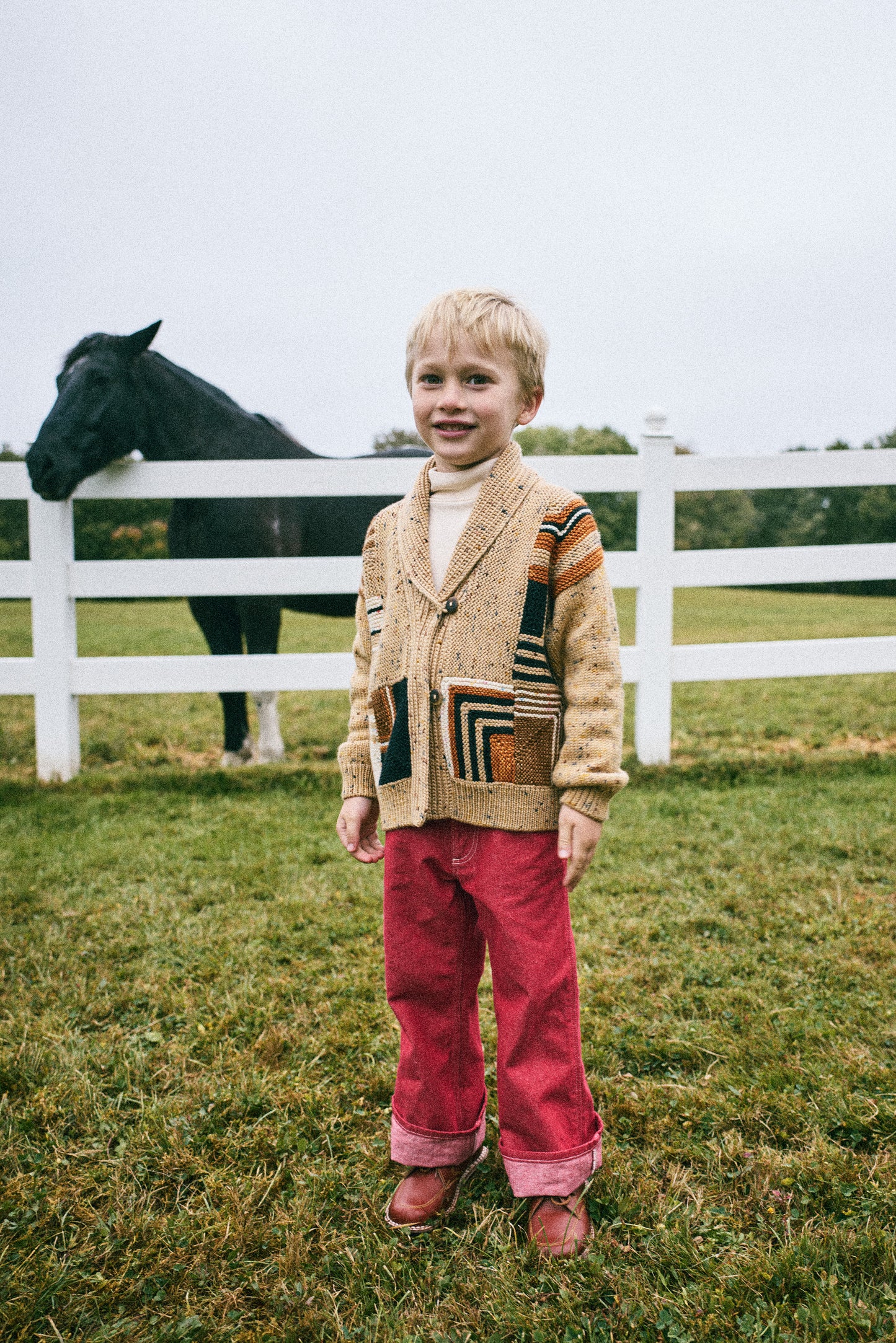 Patchwork Shawl Collar Cardigan