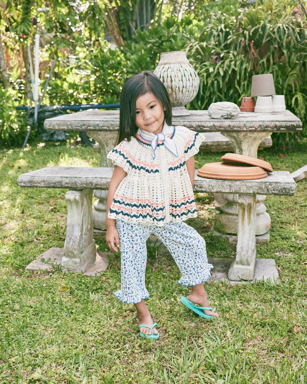 Floral Pants For Kids | Ruffle Pedal Pusher | Misha & Puff