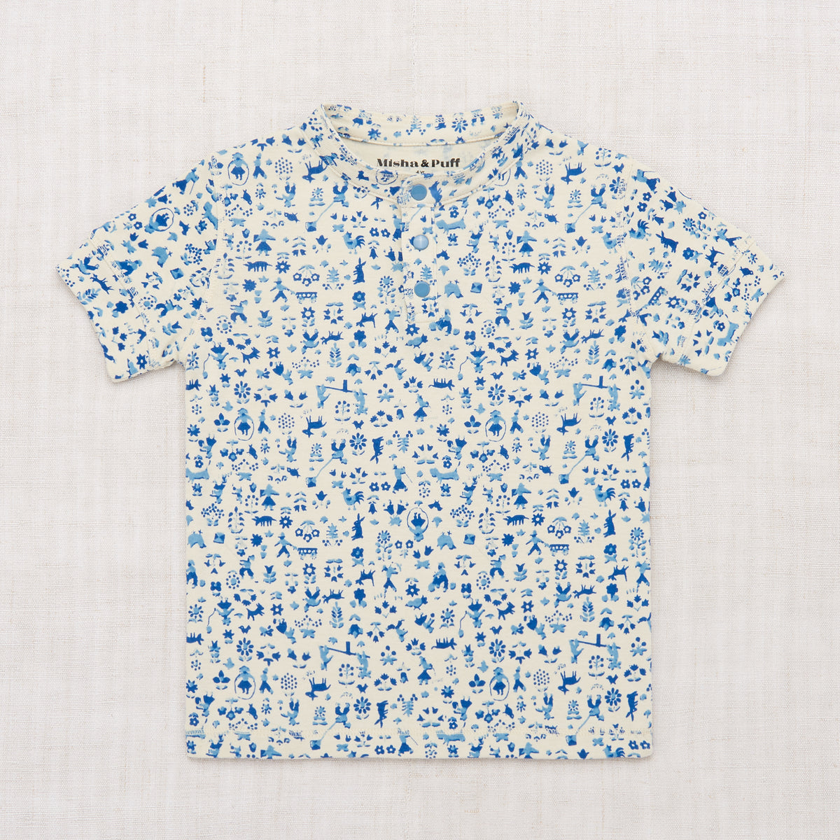 Short Sleeve Vintage Henley - Marzipan Country Walk