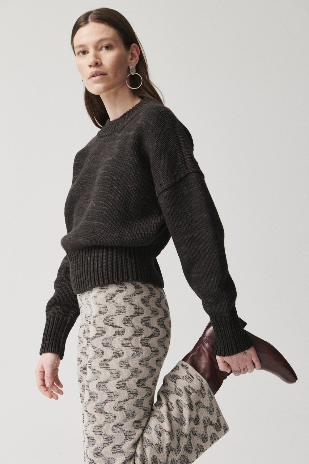 Adult Cotton Deck Sweater - Basalt