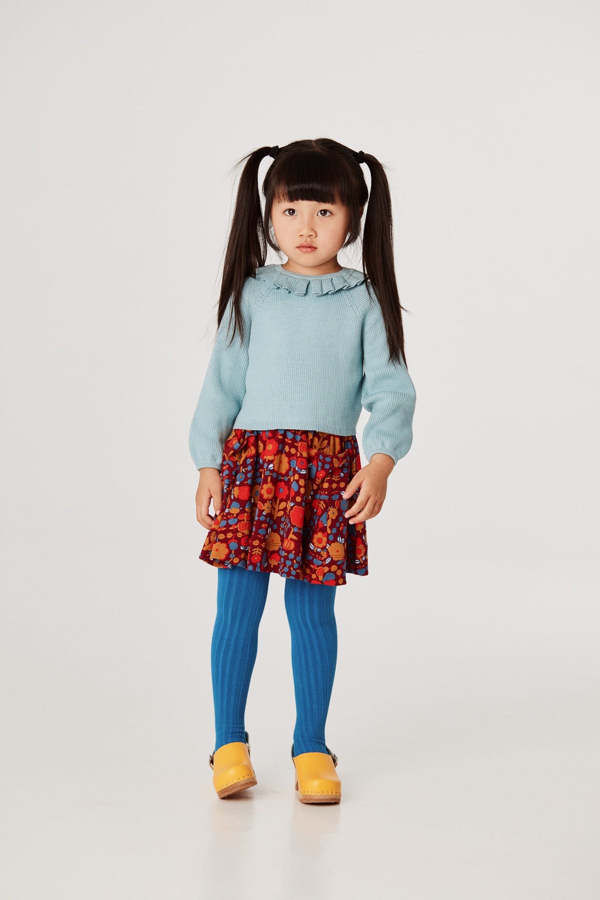 Circle Skirt - Cranberry Playground+Model is 41 inches tall, 38lbs, wearing a size 4-5y