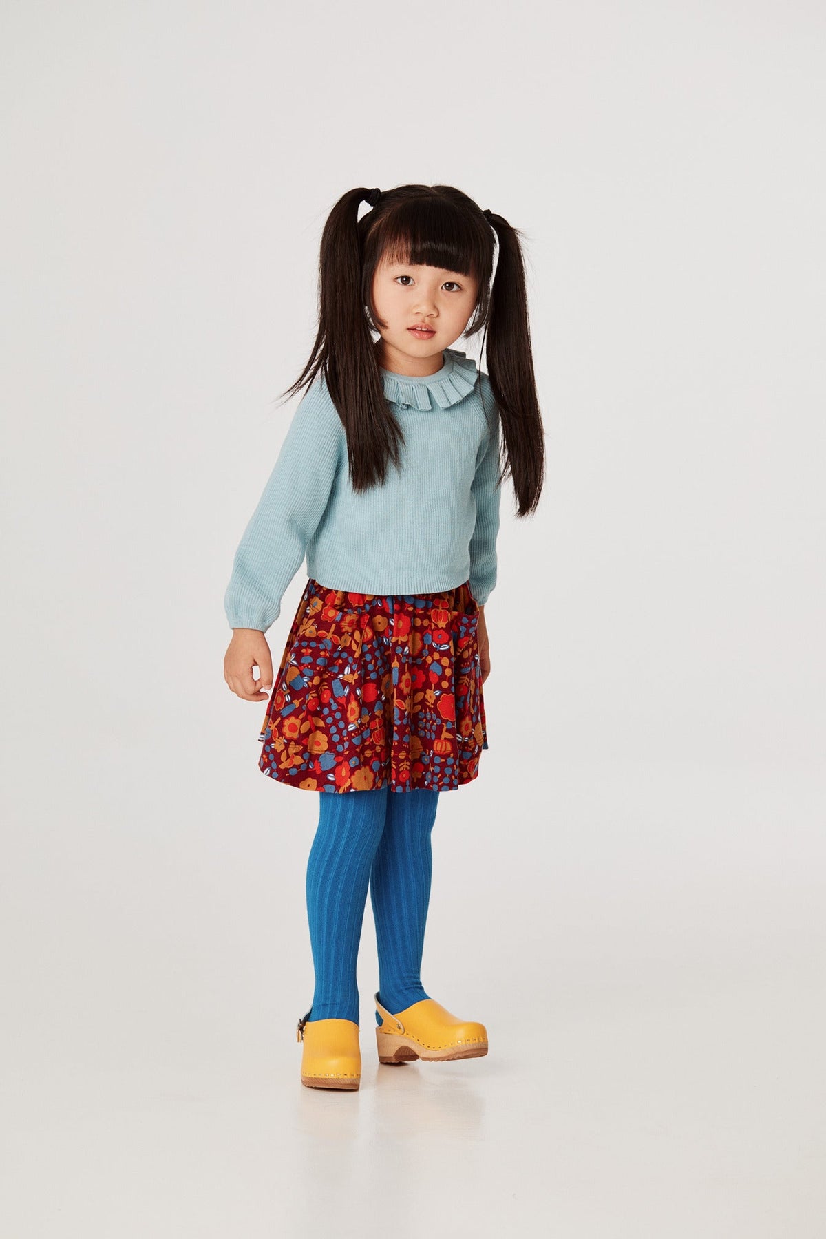 Circle Skirt - Cranberry Playground+Model is 41 inches tall, 38lbs, wearing a size 4-5y