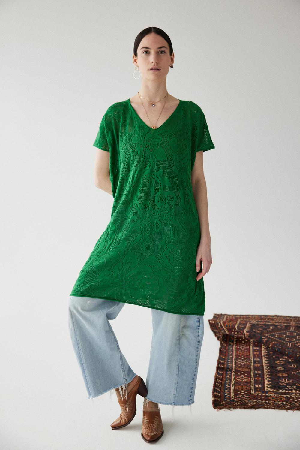 Adult Lace Odille Tunic - Bottle Green