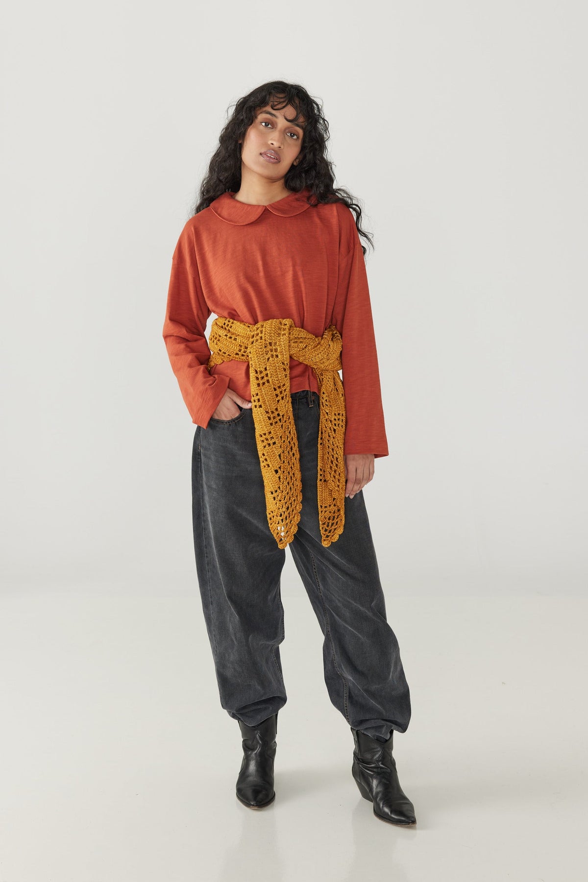 Adult Lattice Crochet Shawl - Marigold