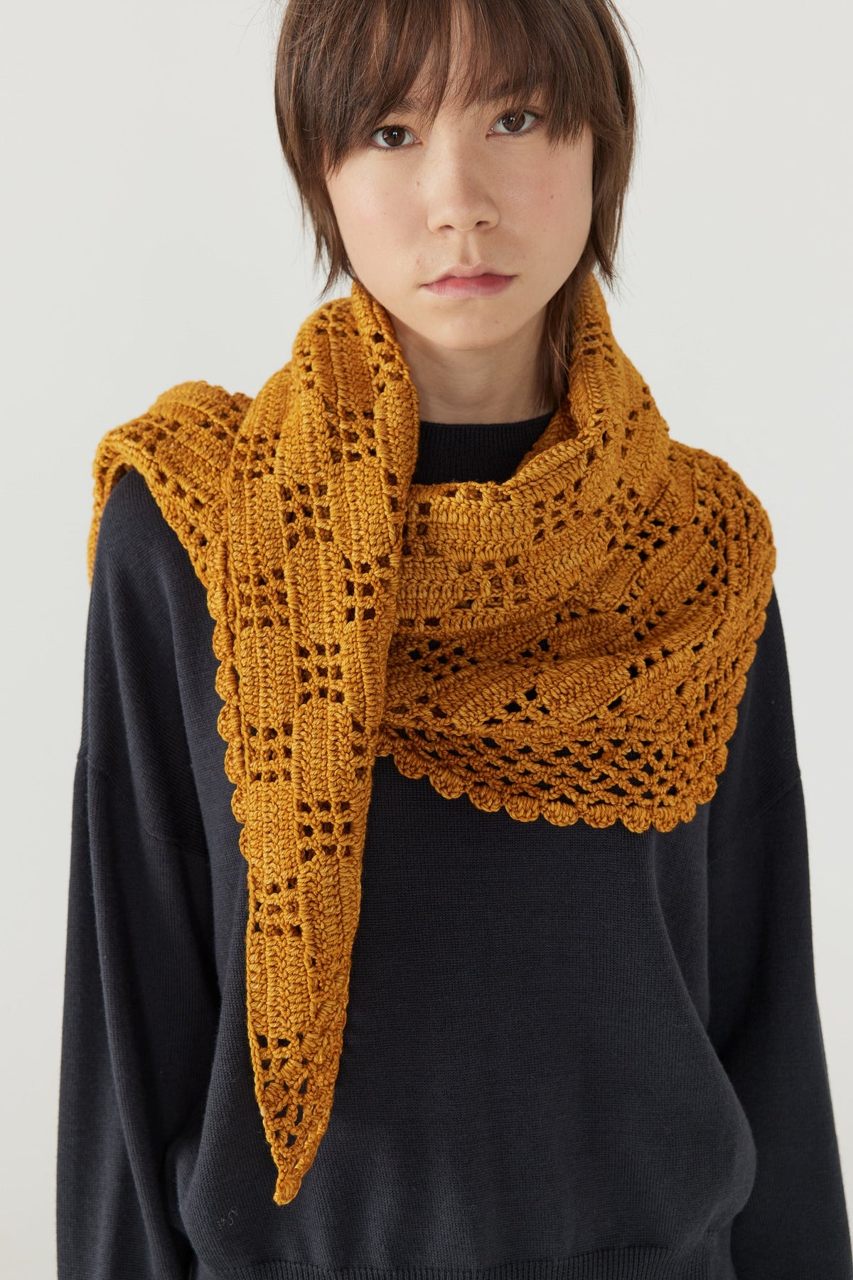 Adult Lattice Crochet Shawl - Marigold