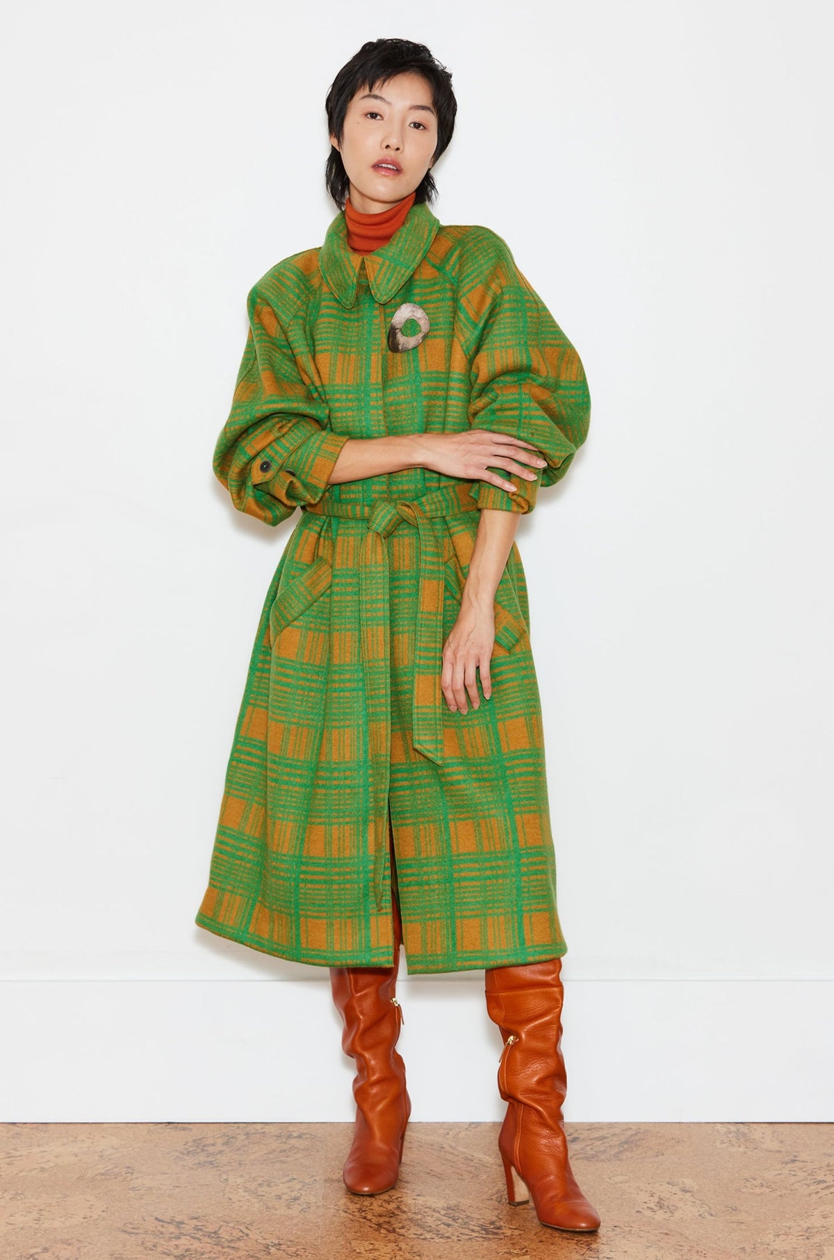 Adult Saville Trench - Bottle Green Plaid