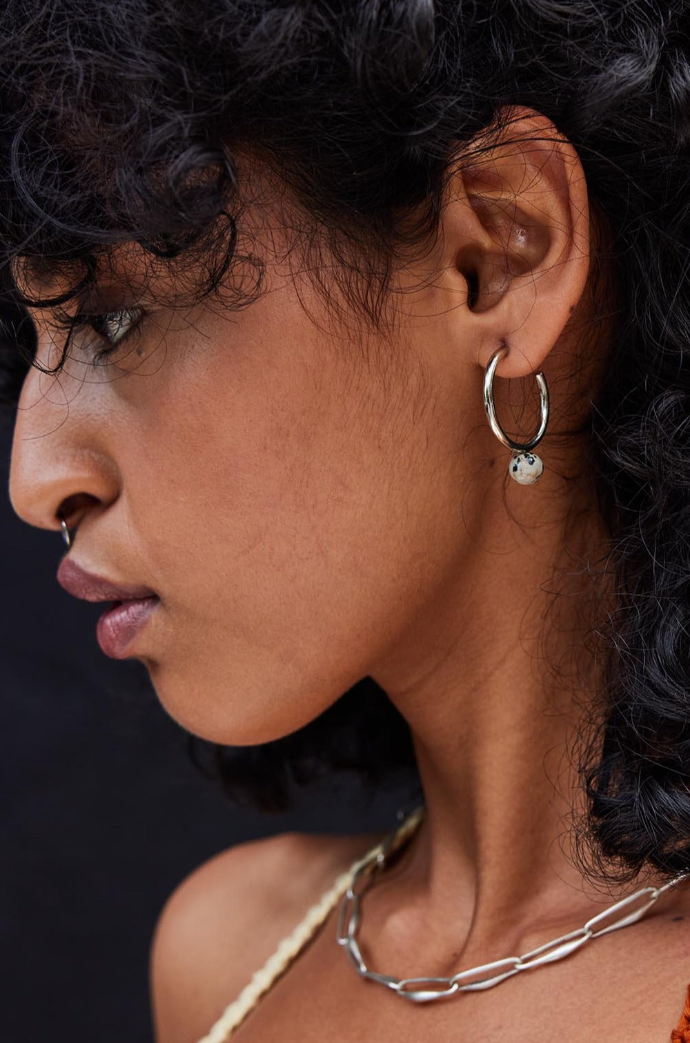 Adult Medium Asha Hoop Earring - White Bronze