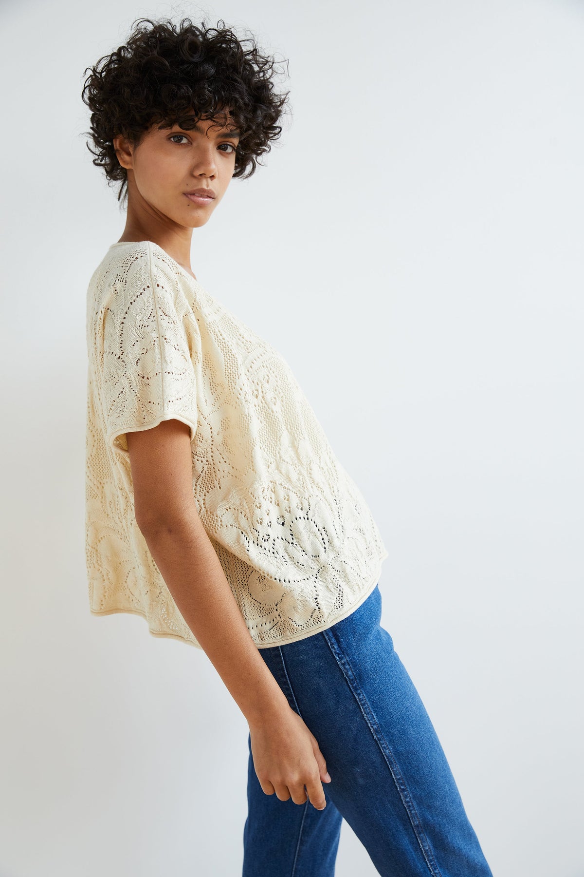 Adult Lace Cropped Tee - String