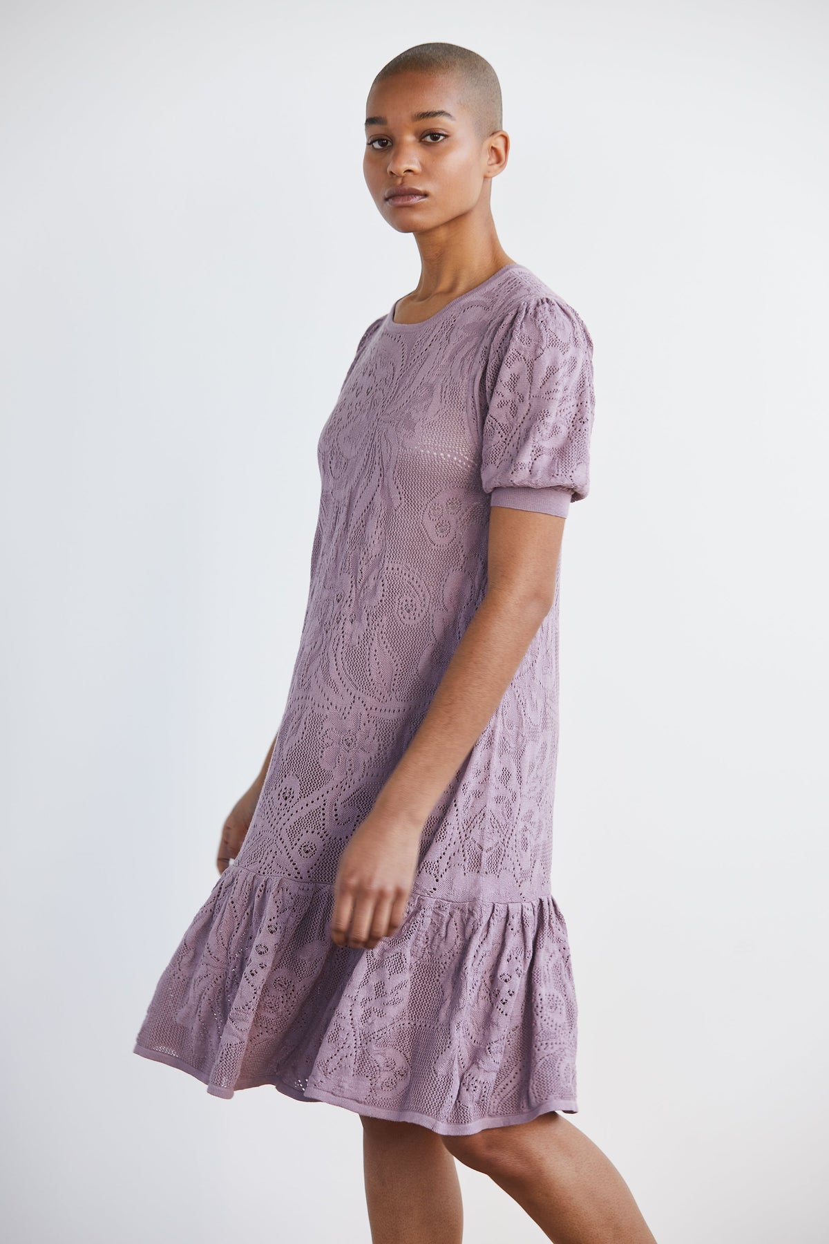 Adult Lace Puff Dress - Antique Mauve